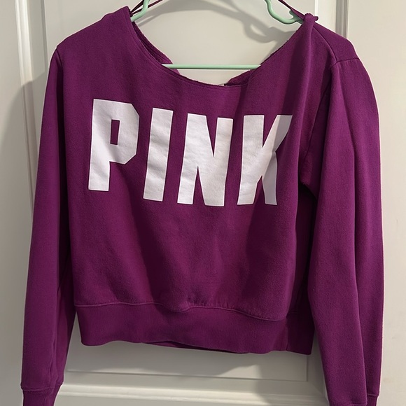 PINK Victoria's Secret Tops - PINK Cropped Purple Sweatshirt